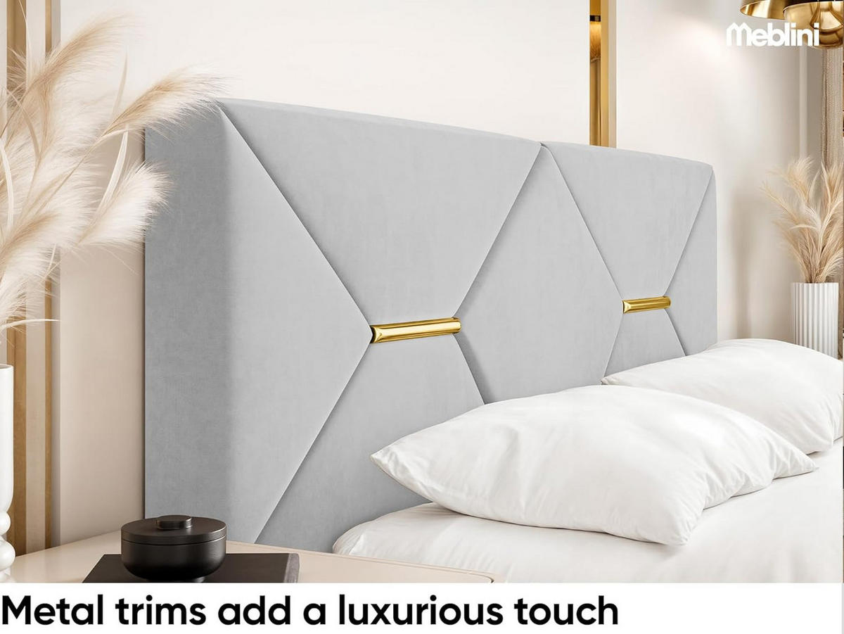 BETT LIZZY - Goldfarben/Hellgrau, Holzwerkstoff (160/200cm) - Meblini