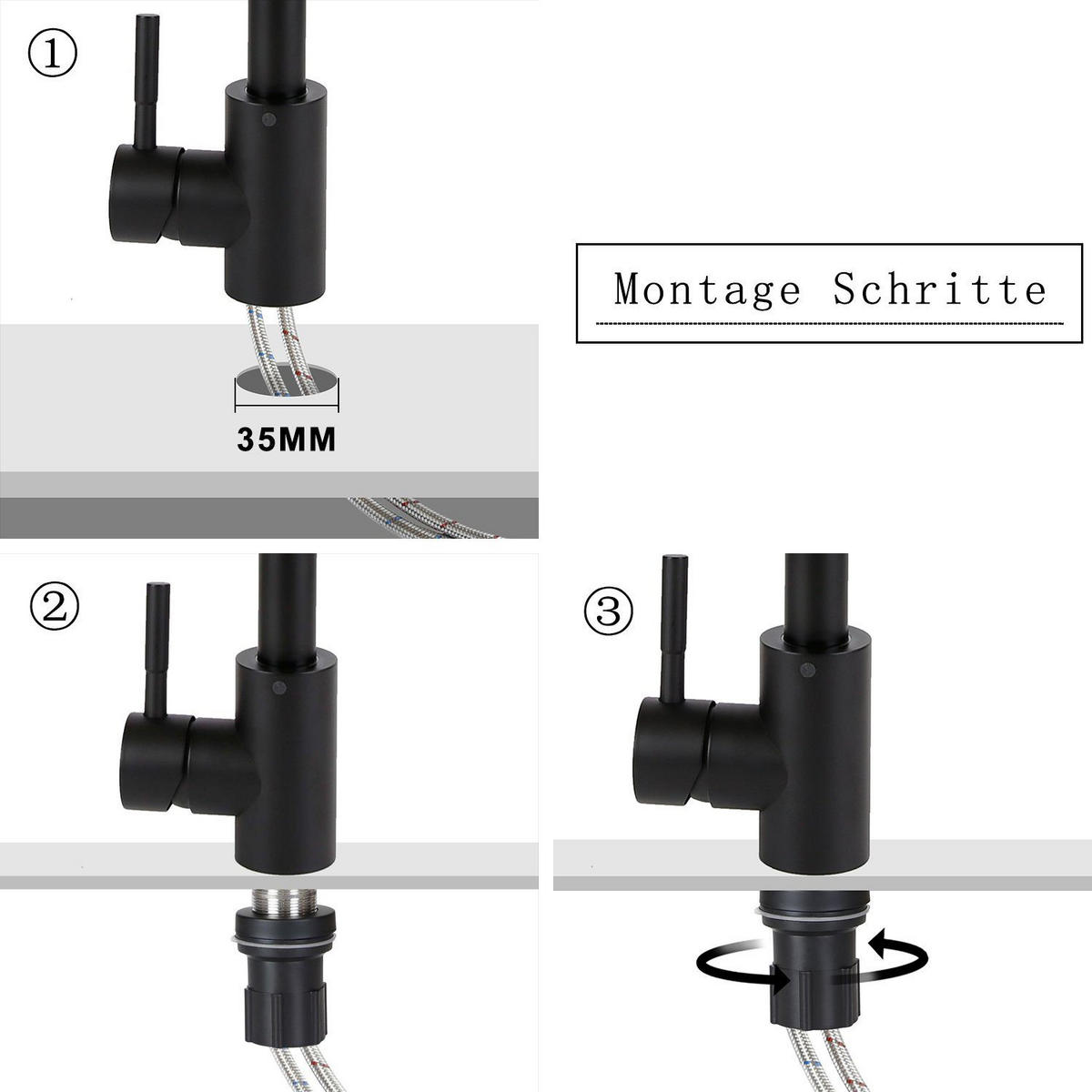KÜCHENARMATUR Nixan 4.1/35.9/23.2 cm - Schwarz, Metall (4.1/35.9/23.2cm) - ZMH