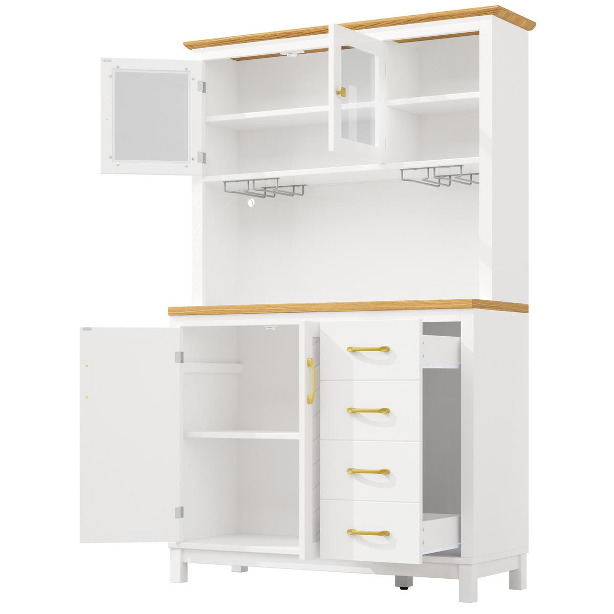 BUFFET 105,5/180/40 cm Weiß aus MDF mit LED-Lichtleiste - Weiß, Holzwerkstoff (40/180/105.5cm) - OKMYHOME