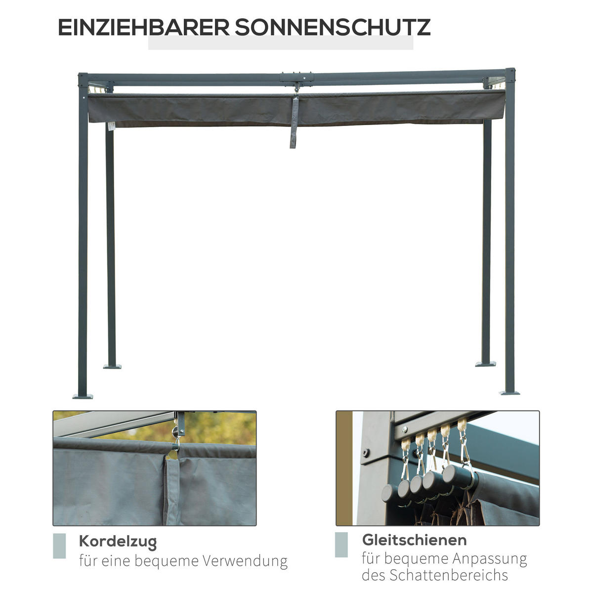 PERGOLA Pavillon Polyester Grau - Grau, Kunststoff/Metall (213/221/298cm) - Outsunny