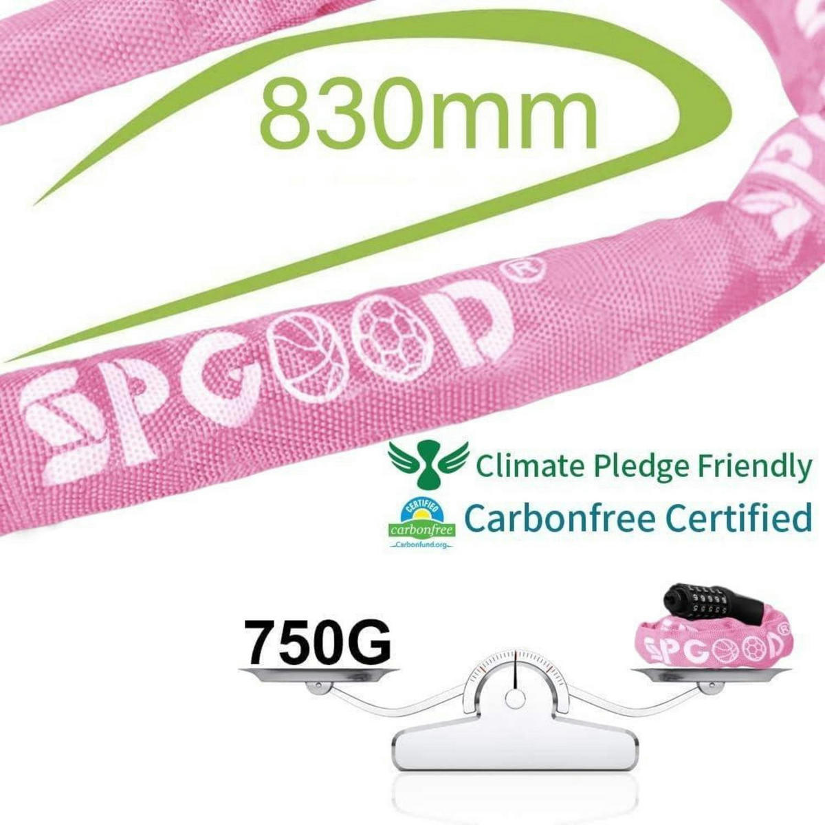 FAHRRADSCHLOSS mit Zahlenschloss 83 cm Hell-pink - Pink, Textil (4/4/83cm)