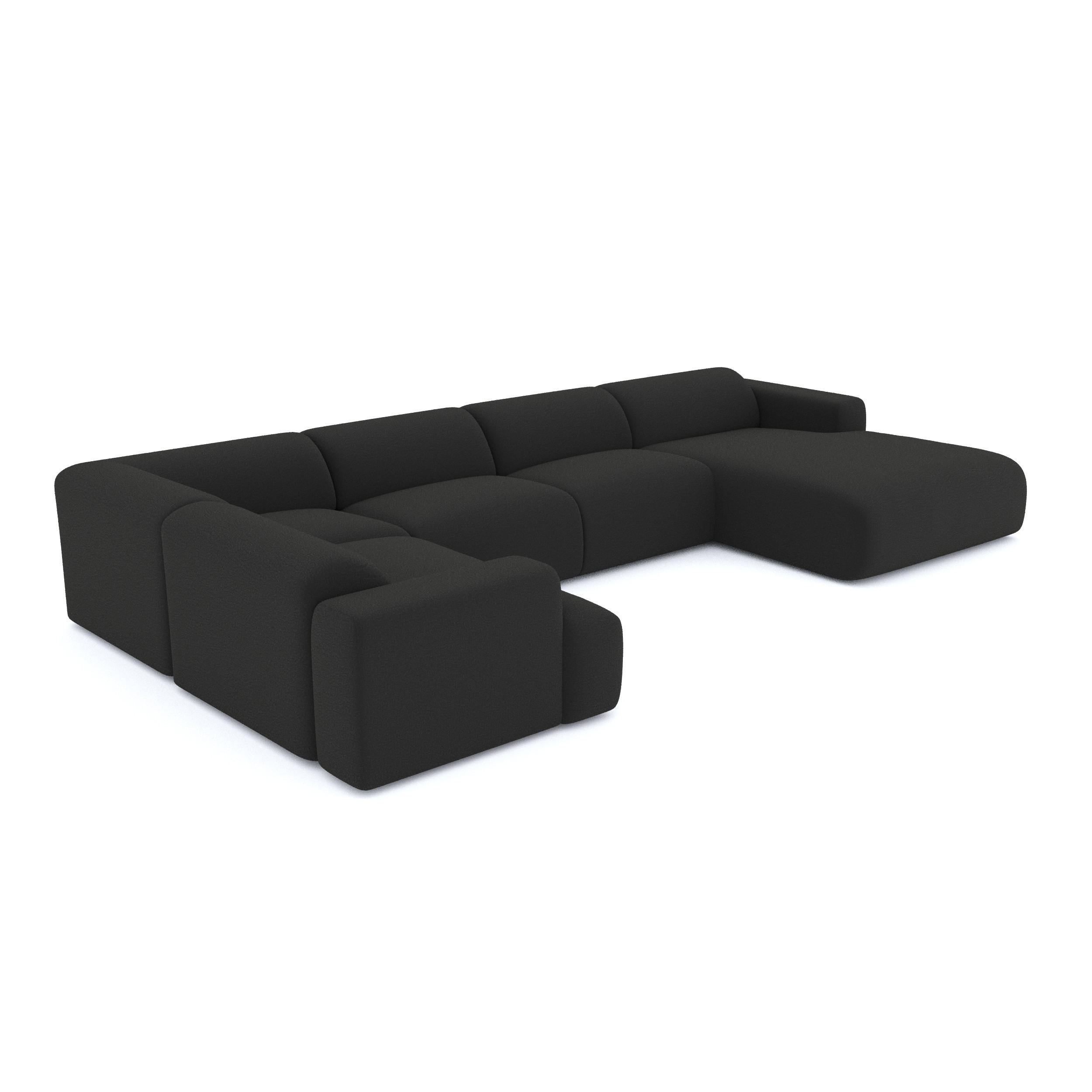 WOHNLANDSCHAFT Bouclé-Stoff Schwarz 354cm - Anthrazit, Textil (354/73/164cm) - Sia Home