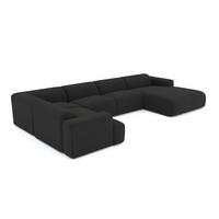 WOHNLANDSCHAFT Bouclé-Stoff Schwarz 354cm - Anthrazit, Textil (354/73/164cm) - Sia Home