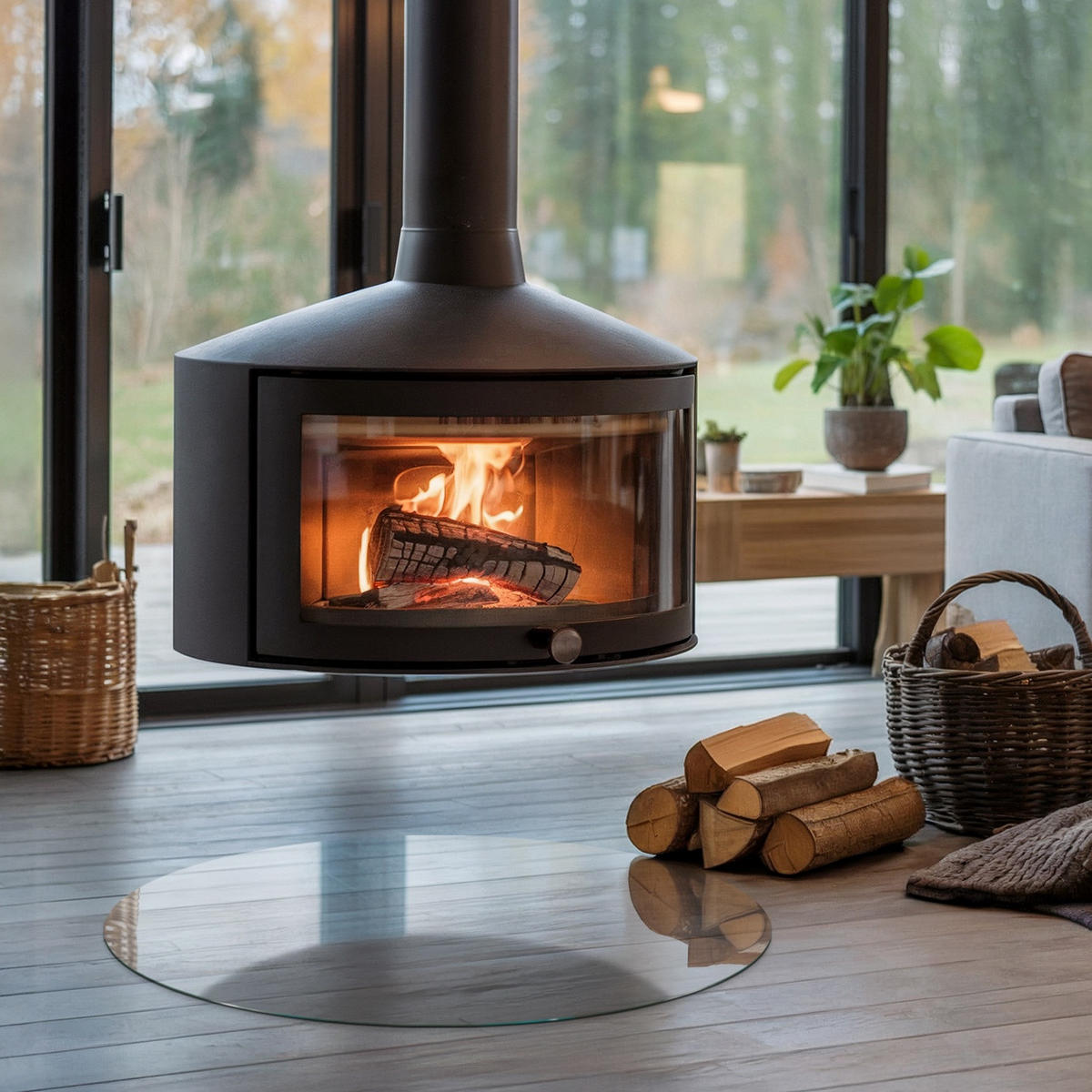 GLASPLATTE für Kamin Ø70 cm - Transparent, Glas (80/70/0.4cm) - ArtPrintCave