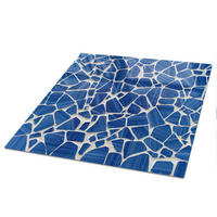 TISCHPLATTE 50x50 cm – Blaues Mosaik - Creme, Glas (50/50/0.4cm) - Wallfluent