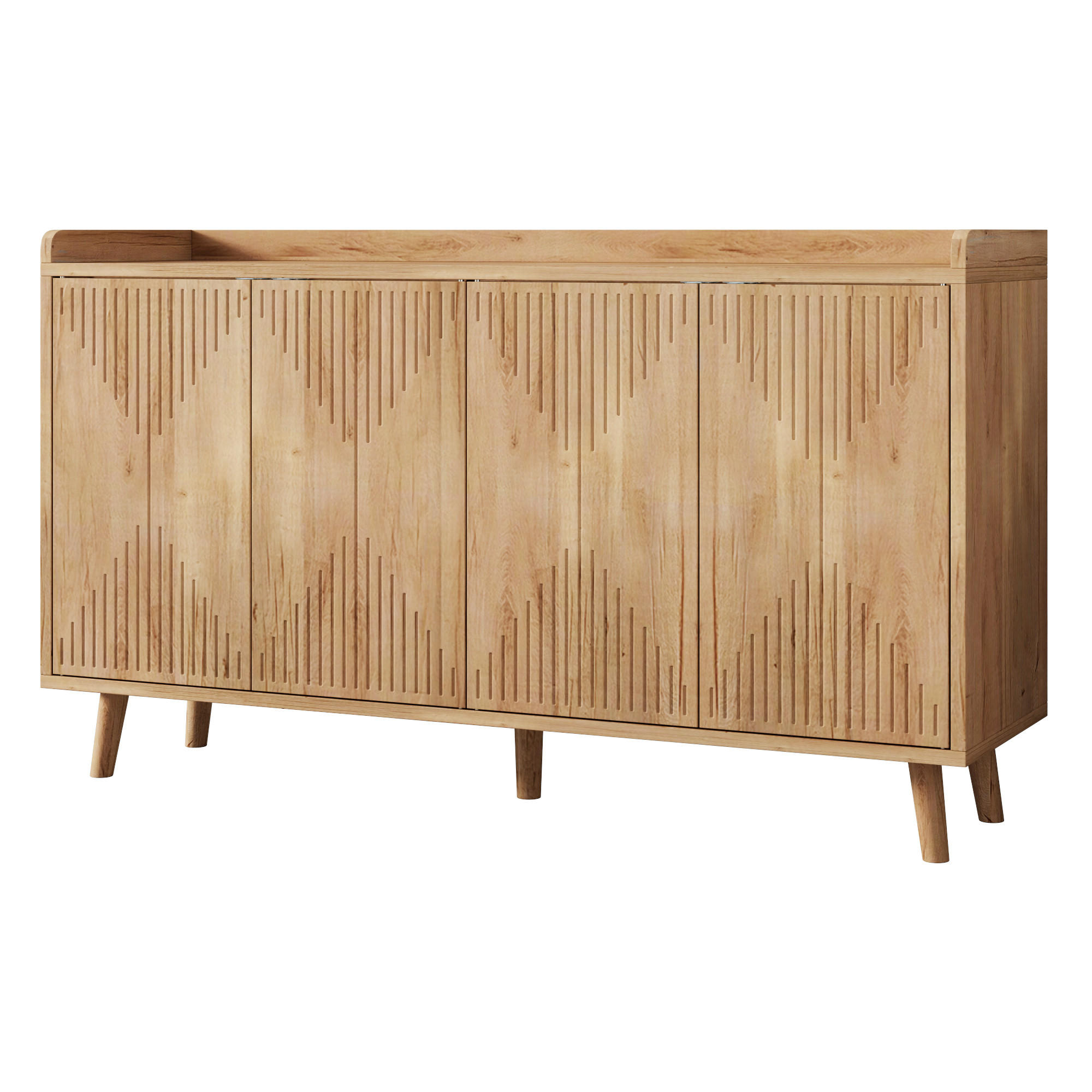 SIDEBOARD Naturholz-Optik 140cm mit 4 Türen Verstellbare Einlegeböden - Naturfarben, Holzwerkstoff (140/84/40cm) - Urban Meuble