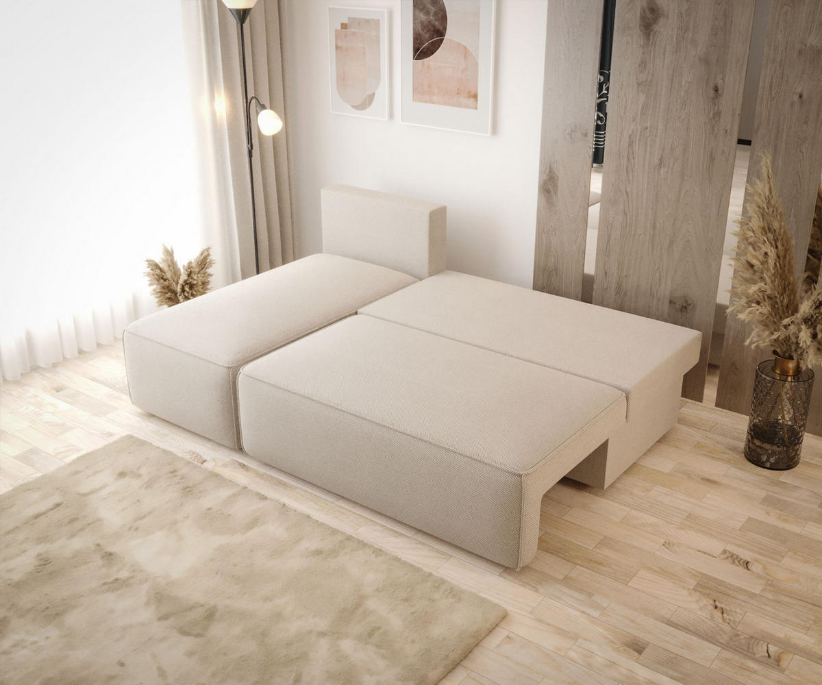 ECKSOFA mit Schlaffunktion SAVIO MINI Quelle 83 Links - Grau, Textil (200/140cm) - Bedante