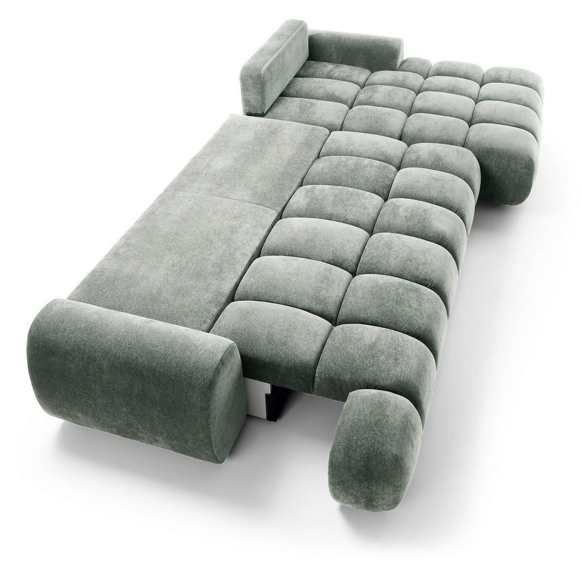 ECKSOFA 340 cm Valerio II, Schlaffunktion, Bettkasten, Rechts, Hellgrau - Hellgrau, Holz (177/340cm) - Emporius