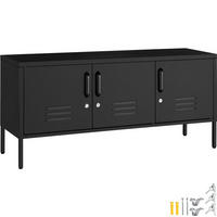 SIDEBOARD Baker, Kippschutz, höhenverstellbare Füße, schwarz - Schwarz, Metall (120/55.5/37.5cm) - tectake