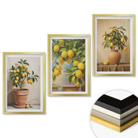 WANDBILDER 3er Set - 40x60 cm Goldrahmen - Zitronenbäumchen im Topf und in der Vase - Goldfarben, Kunststoff (40/60cm) - ArtPrintCave