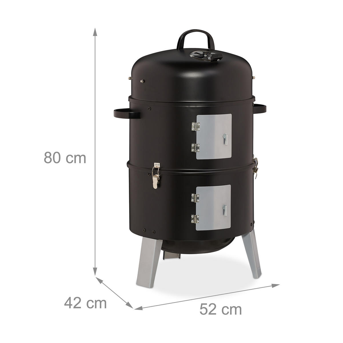 SMOKER - Schwarz, Metall (52/80/40cm) - Relaxdays