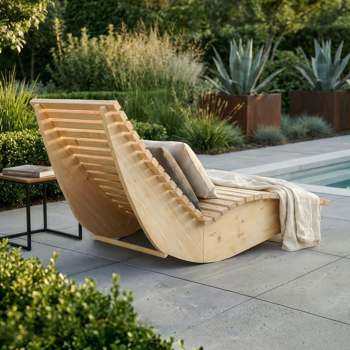 WELLENHOLZLIEGE WOLGA - 60 cm - Naturfarben, Holz (60/82/188cm) - Home Deluxe