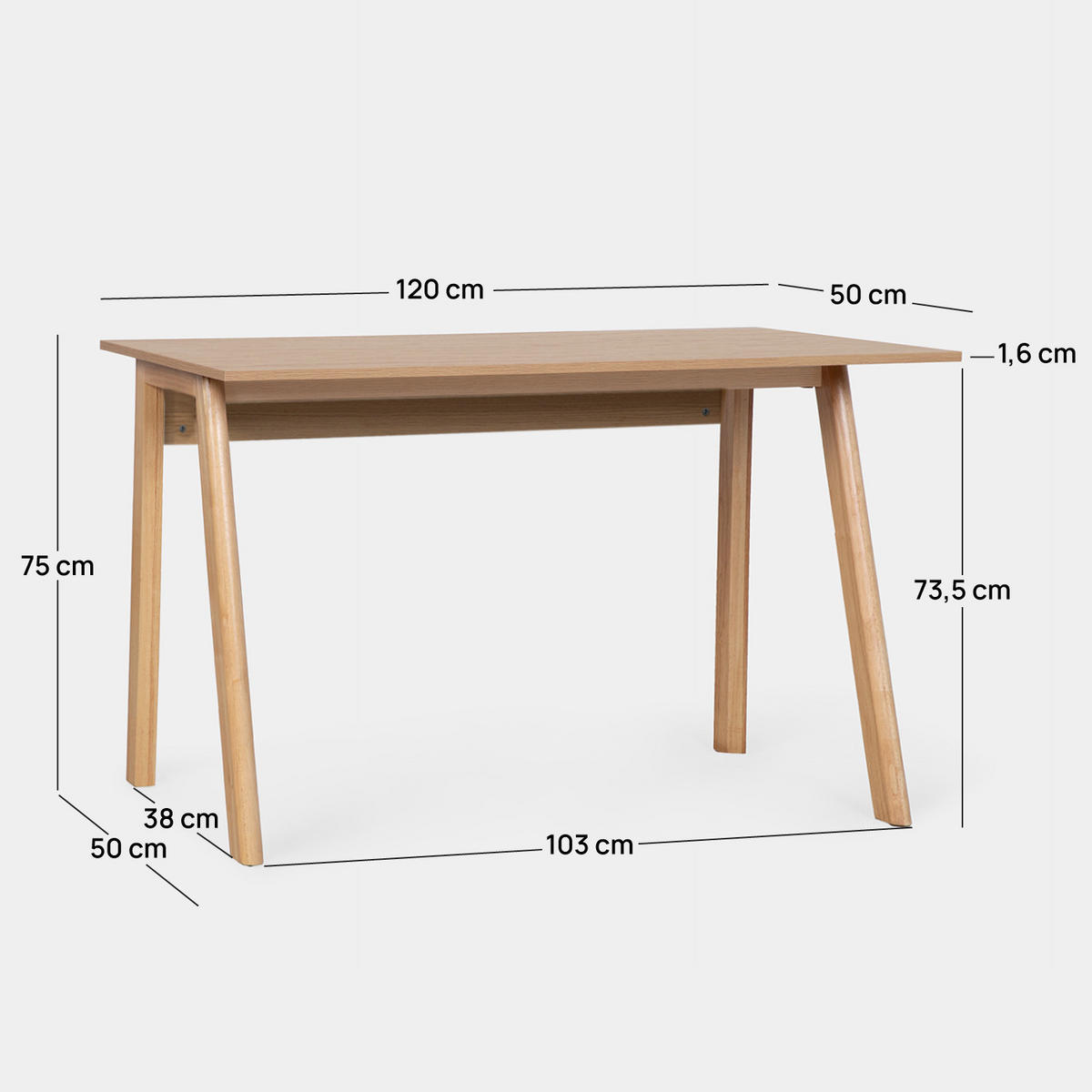 SCHREIBTISCH Erik Natürlich 120 cm x 75 cm - Naturfarben, Holzwerkstoff (50/120/75cm) - Klast Home