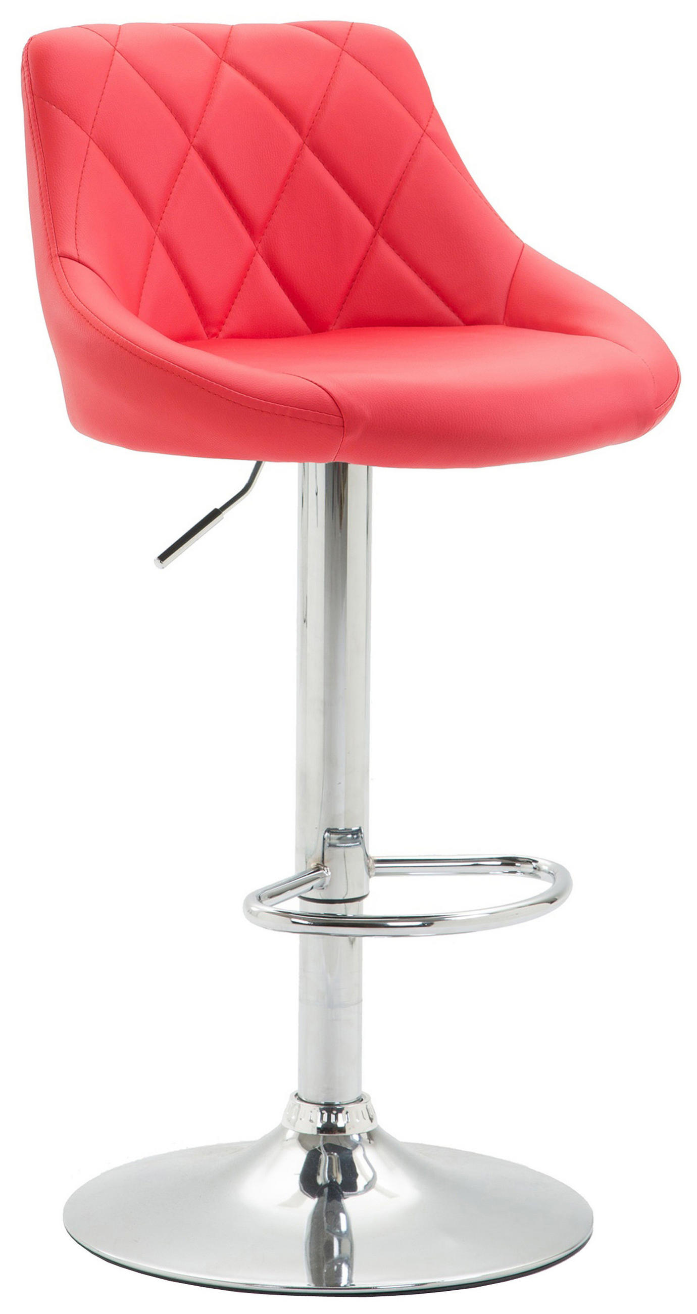 BARHOCKER Lazius, Gestell Metall in Chromoptik, Kunstleder Rot - Chromfarben/Rot, Kunststoff/Textil (46/100/49cm) - TPFLiving
