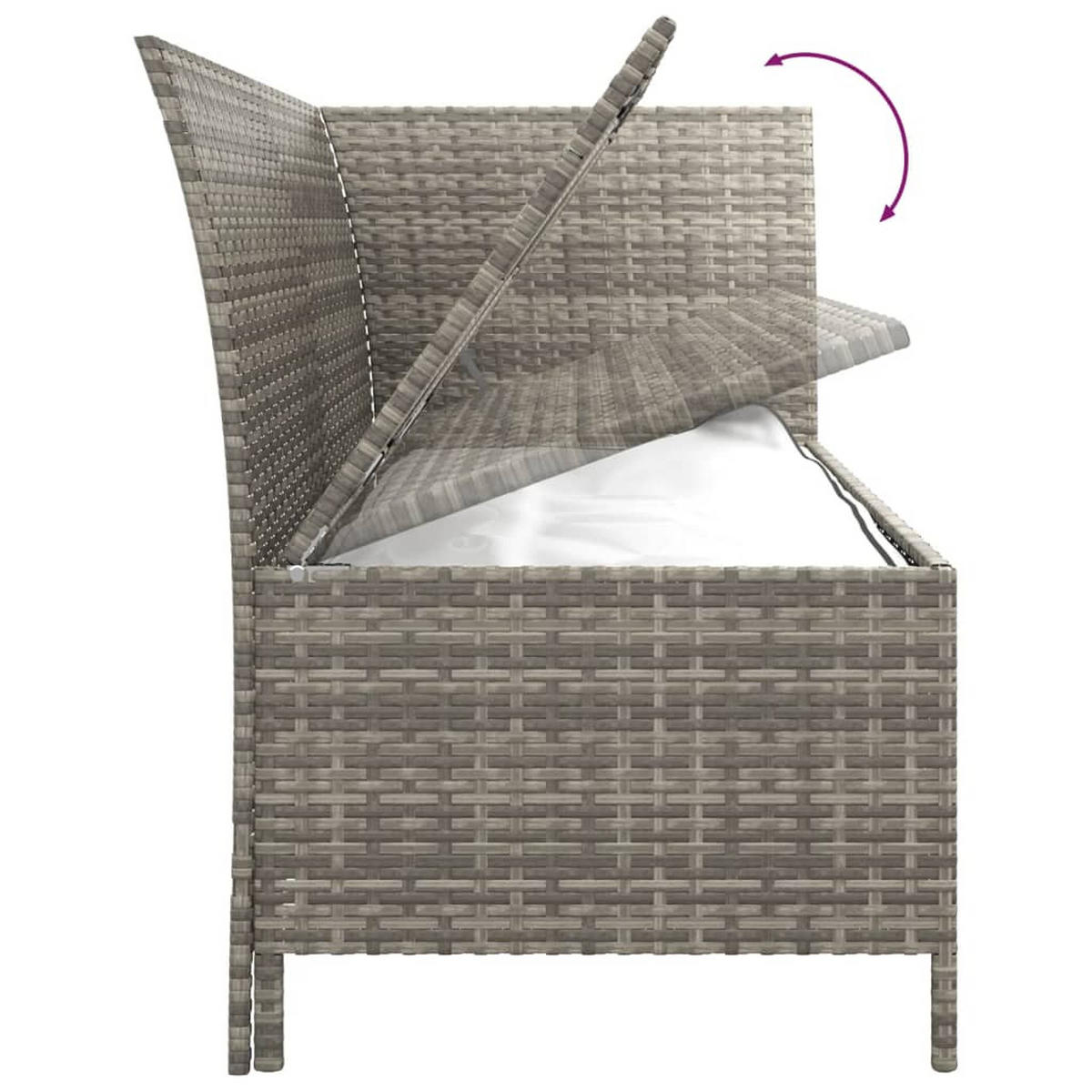 LOUNGEGARNITUR mit Kissen-Stauraum und Couchtisch, aus Poly Rattan, Grau, 3-teiliges Set - Grau, Kunststoff - vidaXL