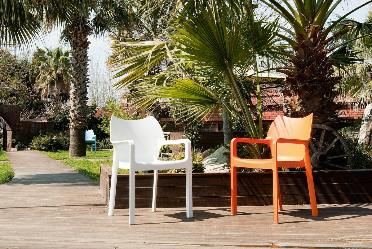 GARTENSTUHL 4er Set Kunststoff orange - Orange, Kunststoff (57/84/53cm) - CLP