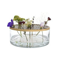 VASE Buket Ikebana aus Eisen und Glas Ø20,5/7 cm - Goldfarben, Glas (7cm) - LaLe Living