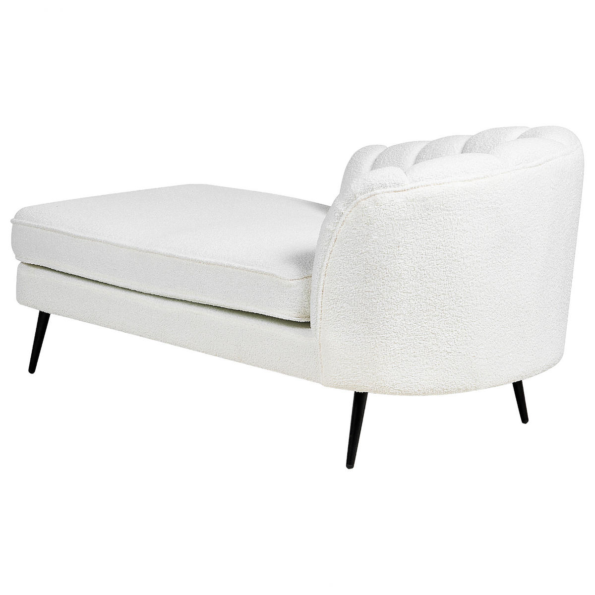 CHAISELONGUE Bouclé cremeweiß rechtsseitig Allier - Schwarz/Weiß, Textil (150/75/76cm) - Beliani