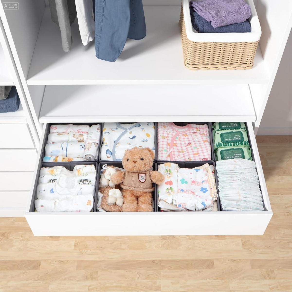SCHUBLADEN Organizer 16er Set Grau für PAX Kleiderschrank 100x58 cm - Grau, Textil (24/11/26cm)