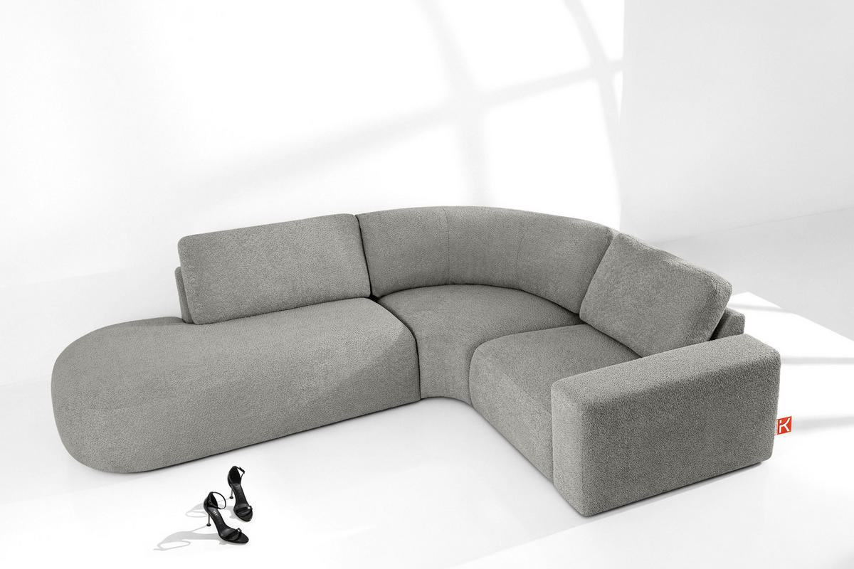 ECKSOFA LINKS ZUCCO, Dunkelaschgrau - Dunkelgrau, Holz/Holzwerkstoff (224/293cm) - KONSIMO®