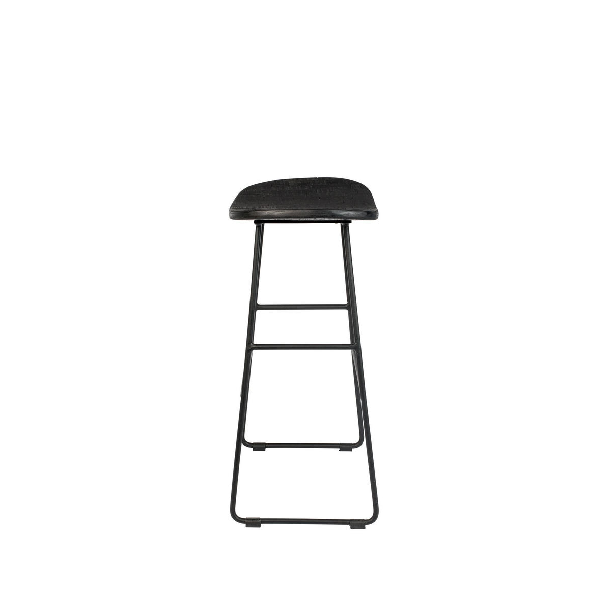 BARHOCKER aus recyceltem Teakholz und Metall, H62 cm - Tangle - color_black - Schwarz, Holz (40/65/30cm) - Drawer