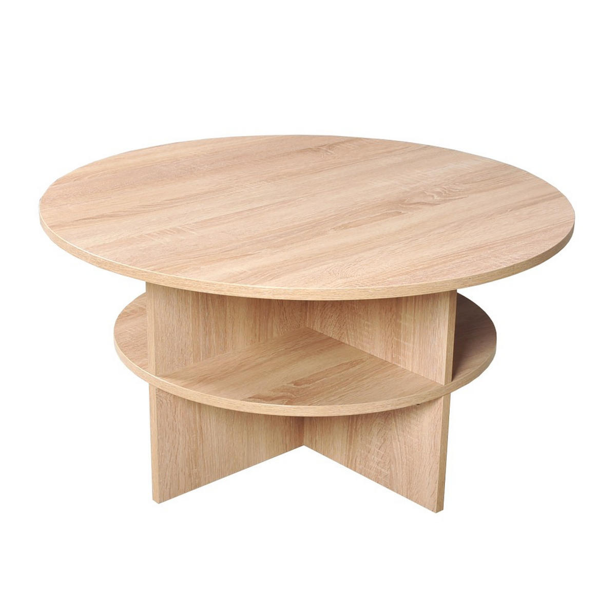 COUCHSTICH RONDO/ 2 Tischplatten durchm. 80 und 60 cm - Gebleichte Eiche Dekor - Sonoma Eiche, Holzwerkstoff (80/80/42cm) - Weber Industries