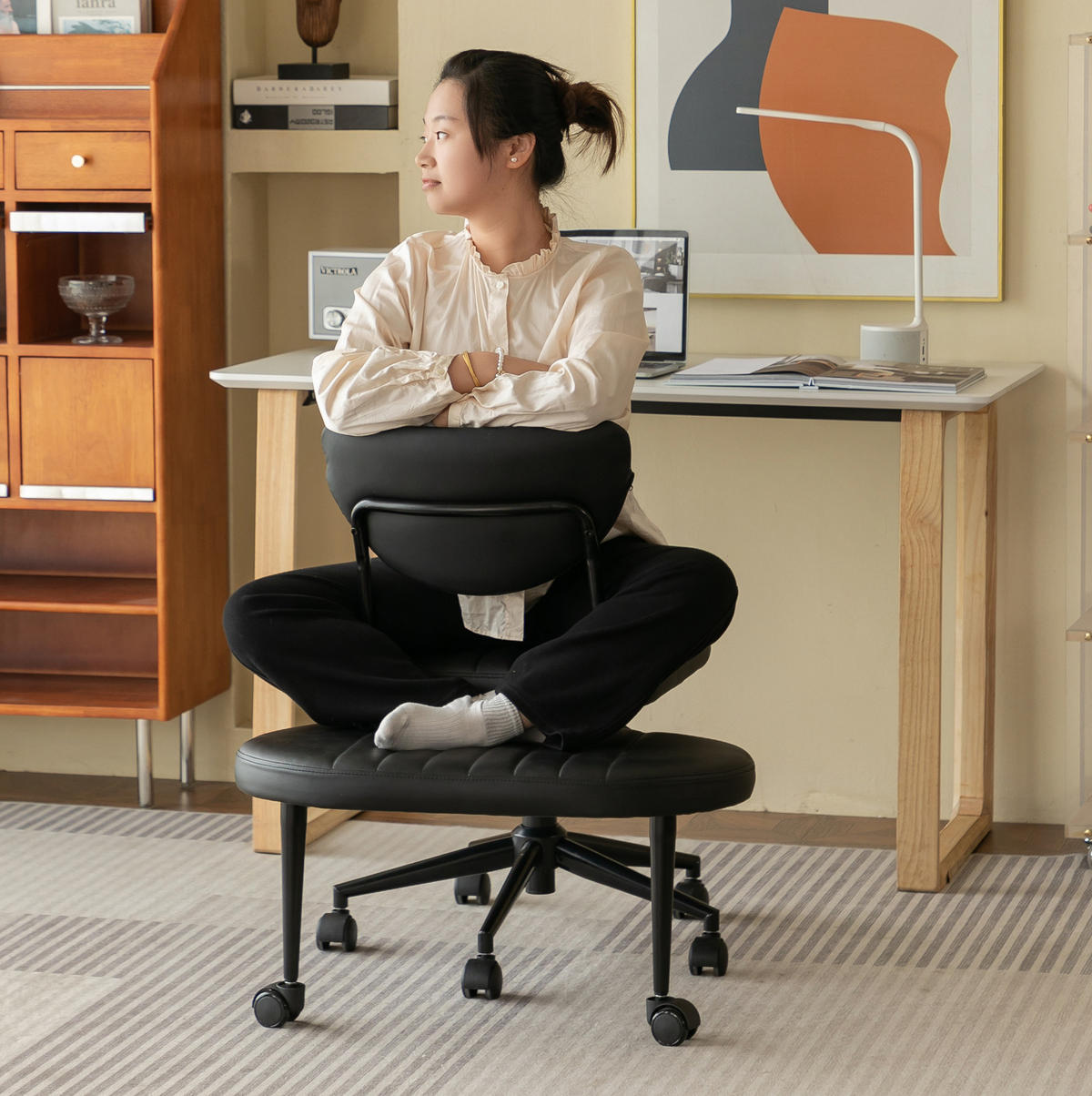 BÜROSTUHL ergonomisch drehbar Schwarz armlehnenfrei - Schwarz, Kunststoff (40/92/69cm) - Meubliv
