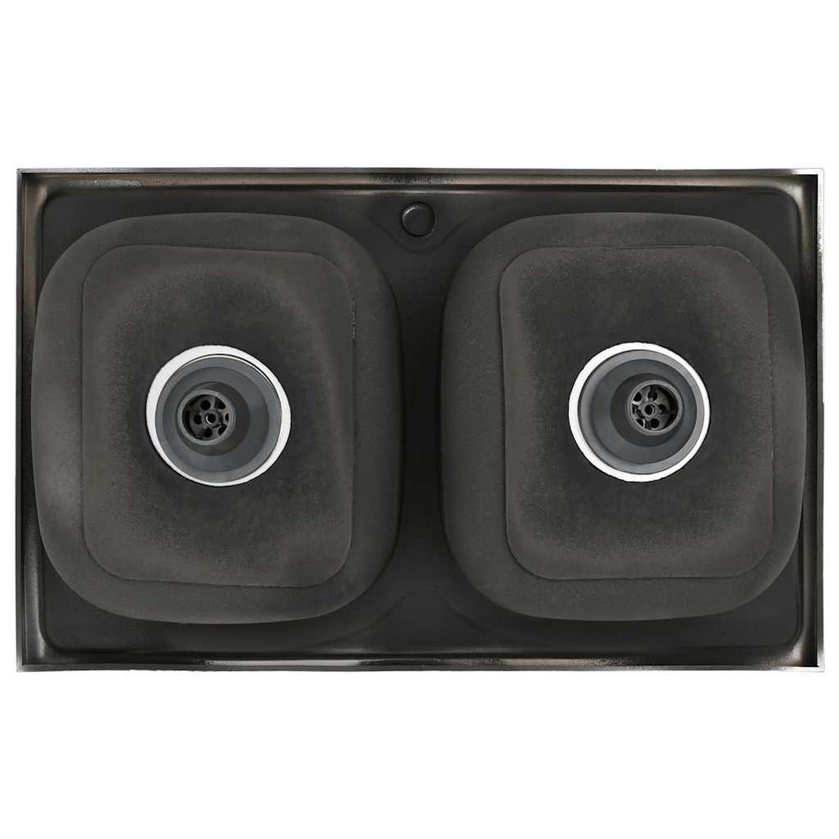 DOPPELSPÜLE Silbern 800/500/155 Mm Edelstahl - Silberfarben, Metall (80/50/50cm) - vidaXL