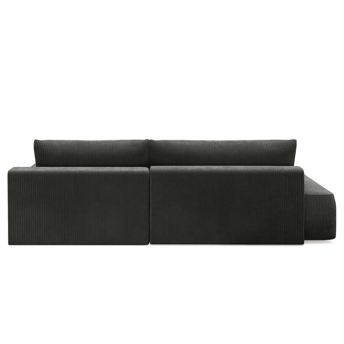 ECKSOFA mit Schlaffunktion - Longchair - Dunkelgrau/Schwarz, Kunststoff/Textil (253/167cm) - home24