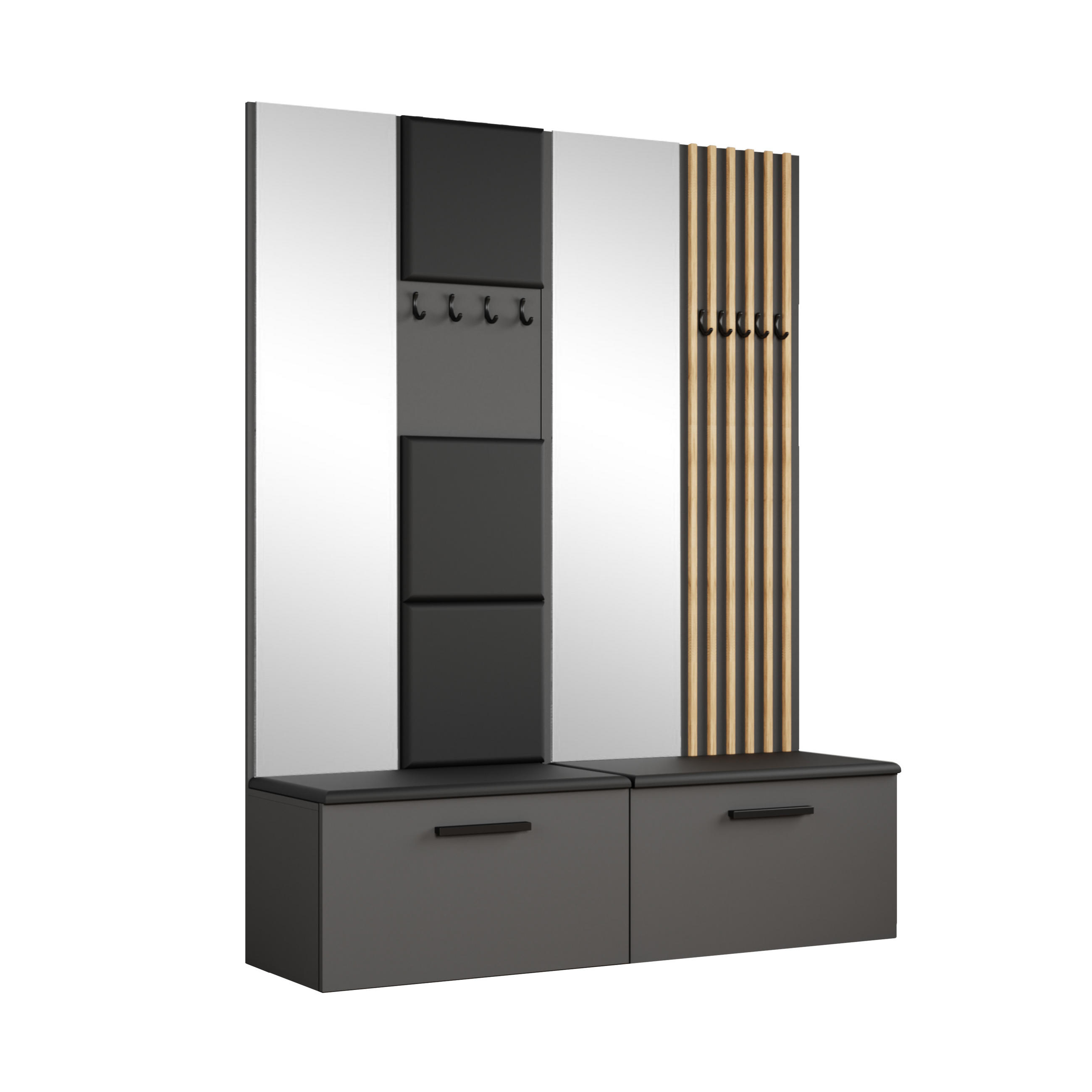 MASSENO GARDEROBENSCHRANK Grau 161cm × 40cm × 204cm