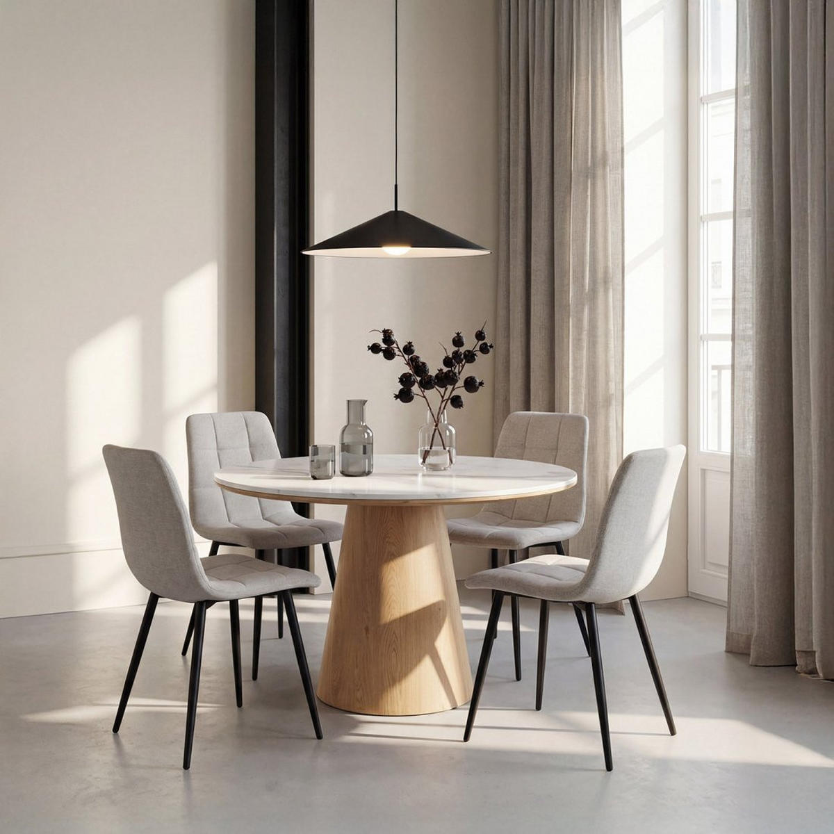 ESSZIMMERSTUHL Ailan Grau 43 cm x 88 cm 4er-Set - Grau, Textil (43/88/56cm) - Klast Home