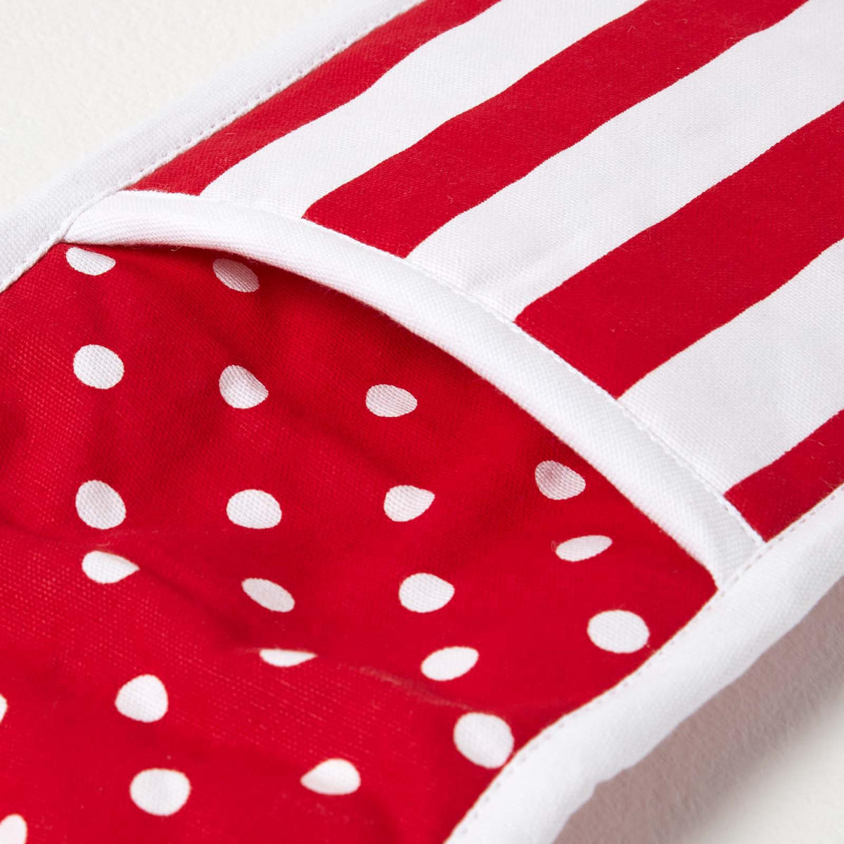DOPPEL-OFENHANDSCHUH Polka Dots 18/84 cm, Baumwolle wattiert - Rot, Textil (18/84cm) - Homescapes