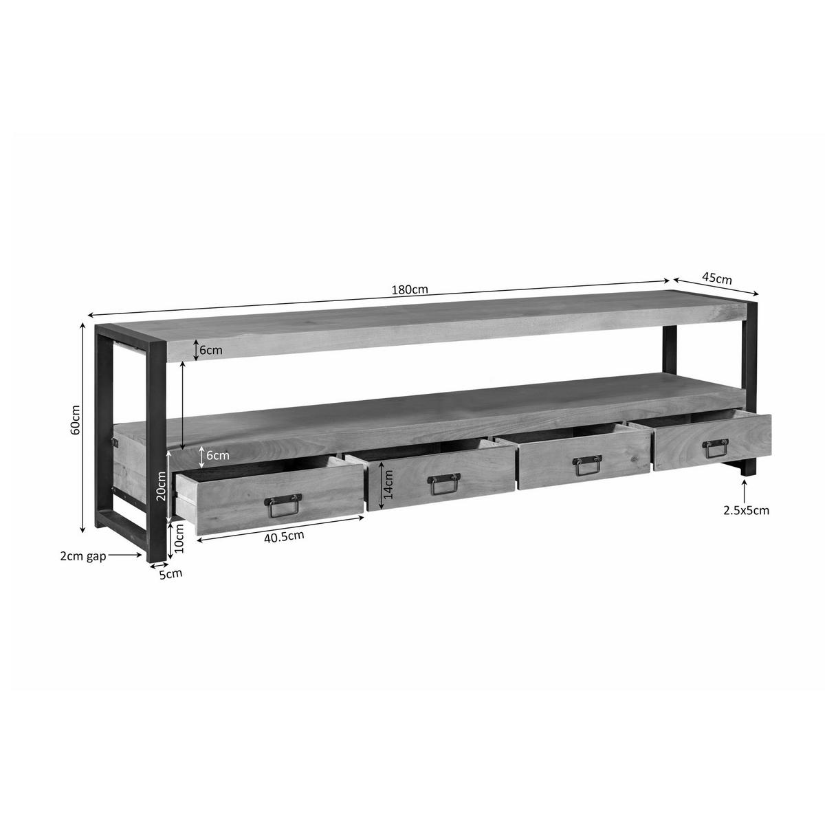 TV-MÖBEL Britt Braun 45/180/60 cm - Braun, Holz (180/60/45cm) - Starfurn