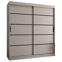 ŠATNÍ skříň s posuvnými dveřmi 200/180/62 2dveřová - černá/kašmírová, dřevo/plast (180/200/62cm)