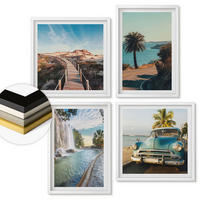 WANDBILDER 4er-Set - 50x50 cm & 40x60 cm Weißer Rahmen - Urlaub Palmen Wasserfall - Weiß, Kunststoff (50/50cm) - ArtPrintCave