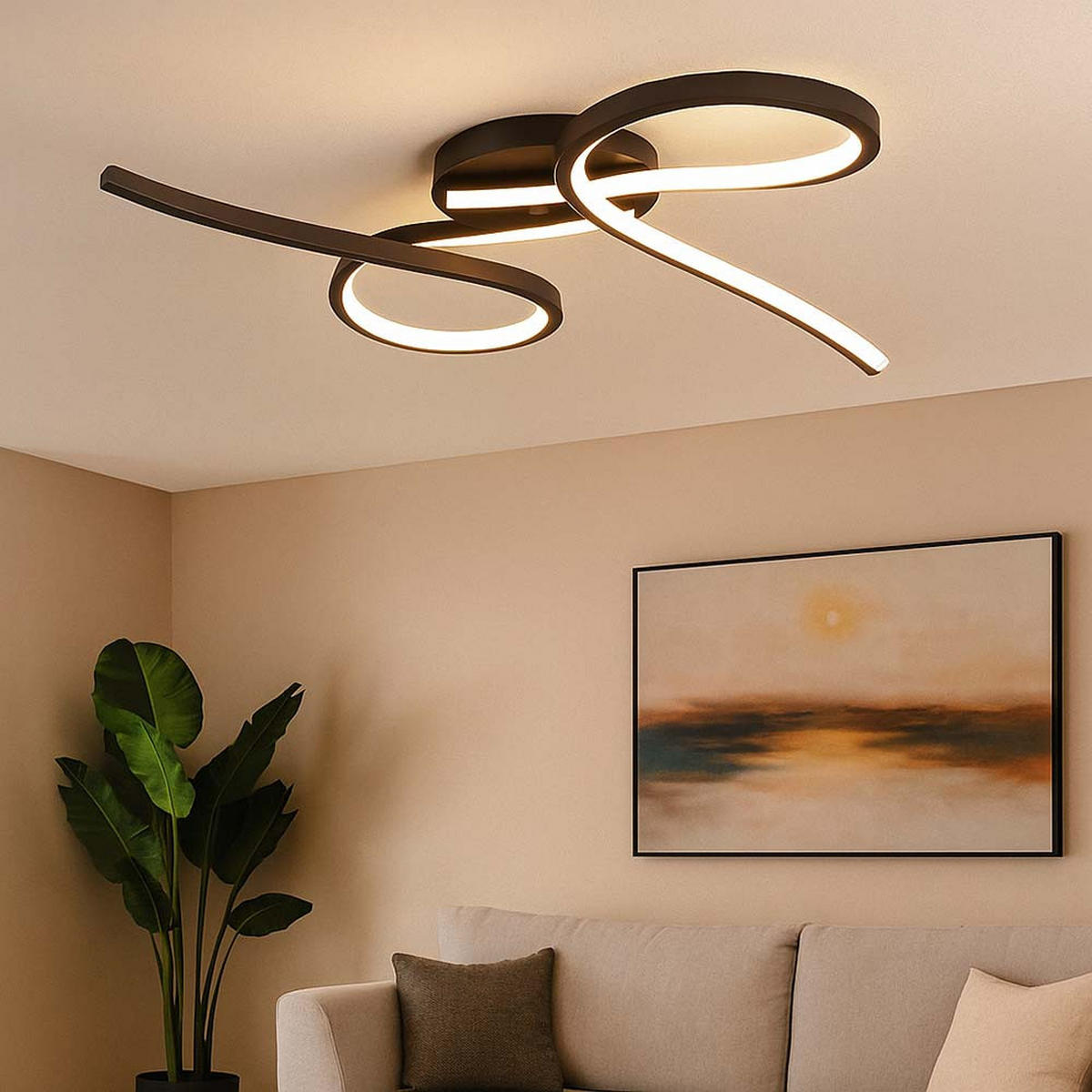 LED DECKENLEUCHTE Aluminium Schwarz - Schwarz, Metall (61/36/12cm)