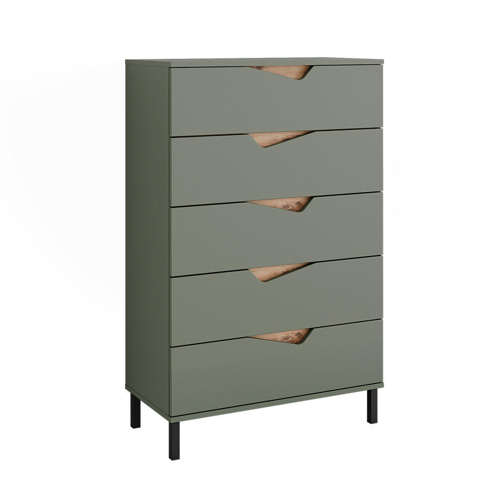 COMODA Marelle Verde/Artisan 76×120 cm cu 5 sertare