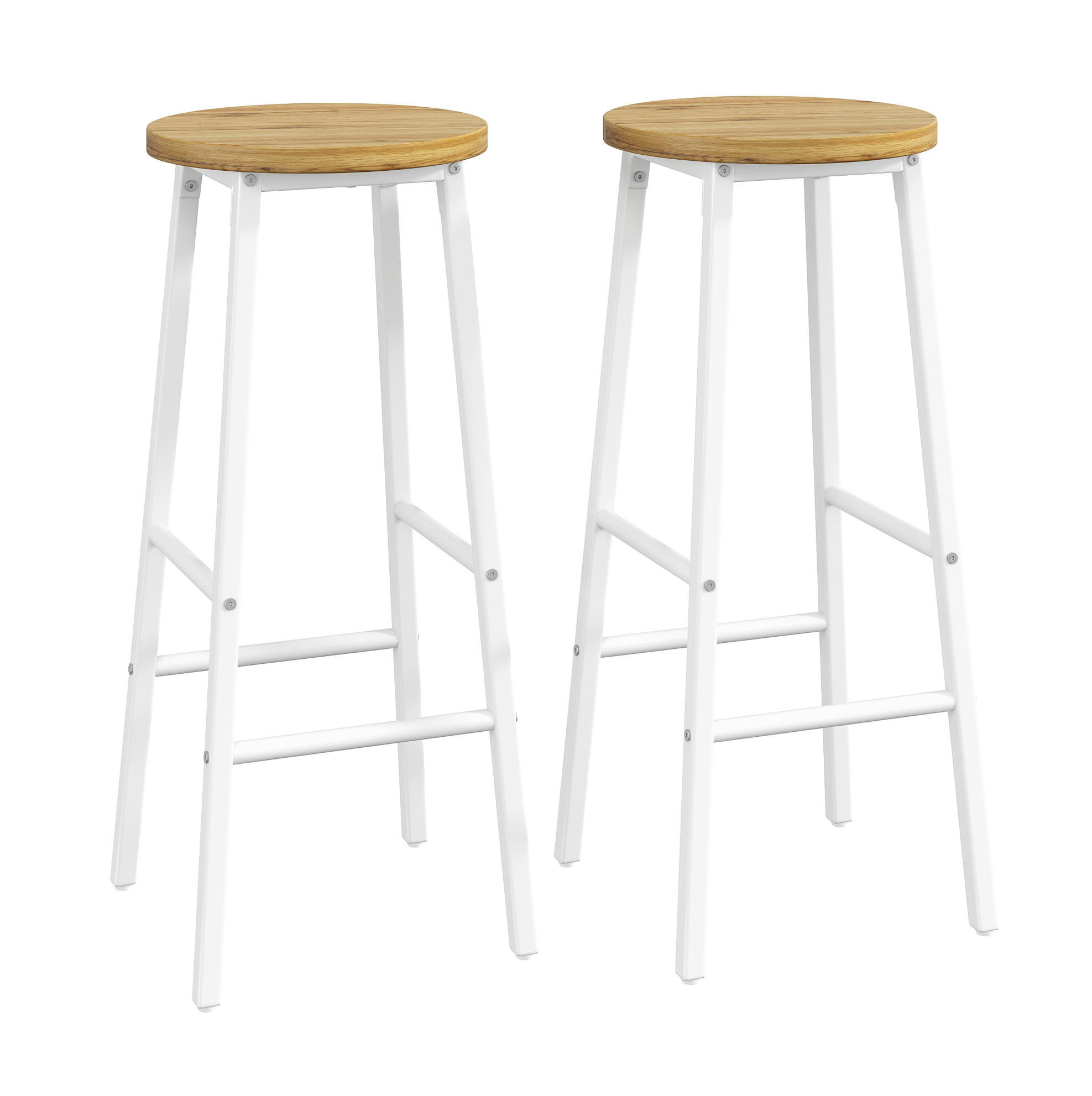 BARHOCKER 30/30/70 cm Weiß mit Fußstützen und verstellbaren Füßen - Weiß, Metall (30/70/30cm) - MIVRAY