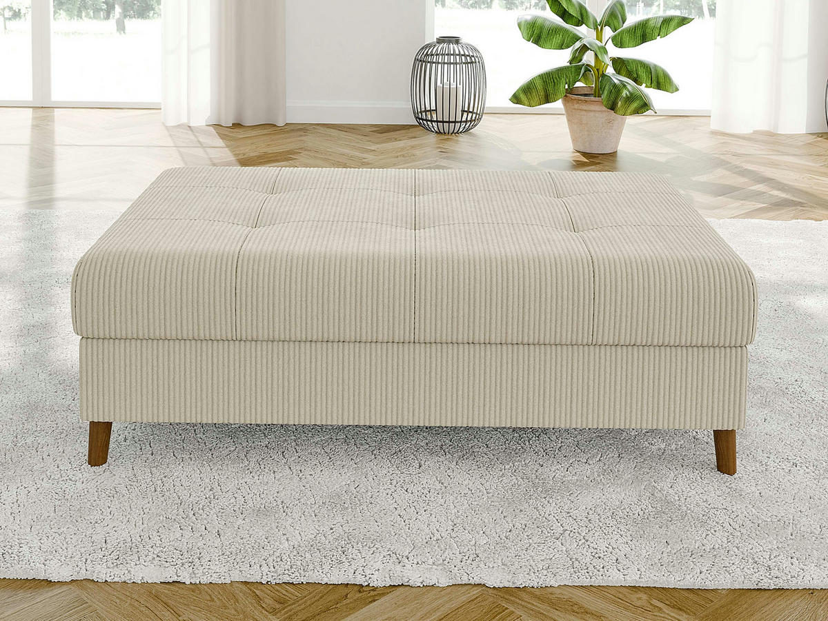 WOHNLANDSCHAFT inkl. Hocker Alma Beige Cord - Beige/Braun, Holz/Textil (310/81/161cm) - S-Style Möbel