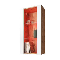 HÄNGEVITRINE TIVOLI Vertical 100, Weiss, LED Mehrfarbige - Eiche Wotan/Weiß, Glas/Holzwerkstoff (50/100/29.5cm) - Komodee