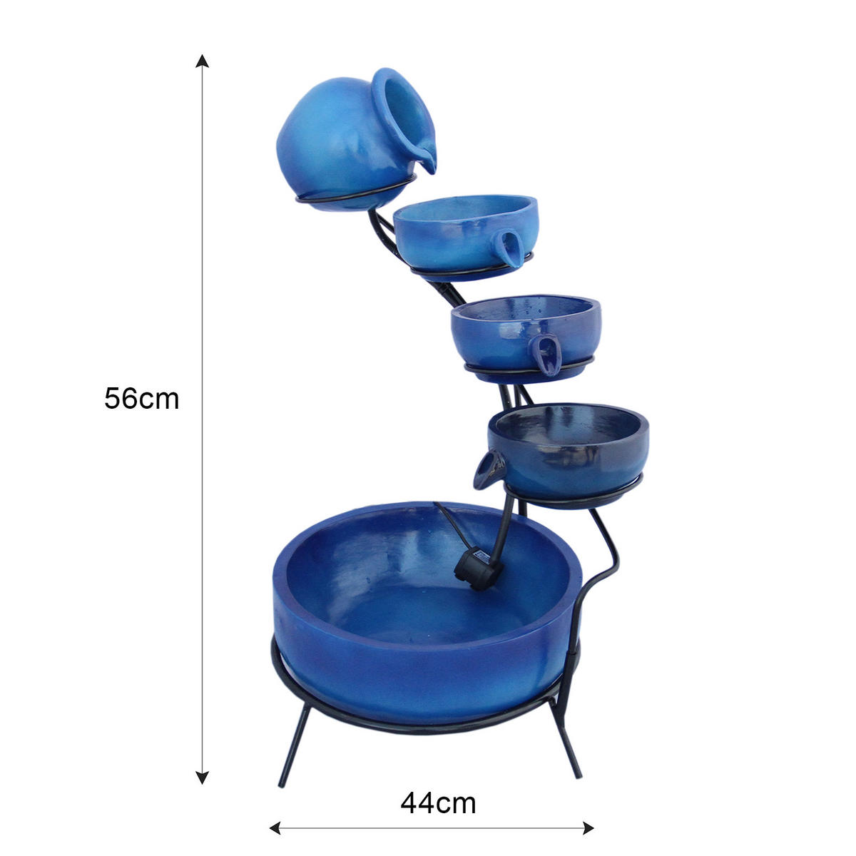 SOLAR-KASKADENBRUNNEN mit Akku - Blau, Keramik (44/50/44cm) - Monstershop
