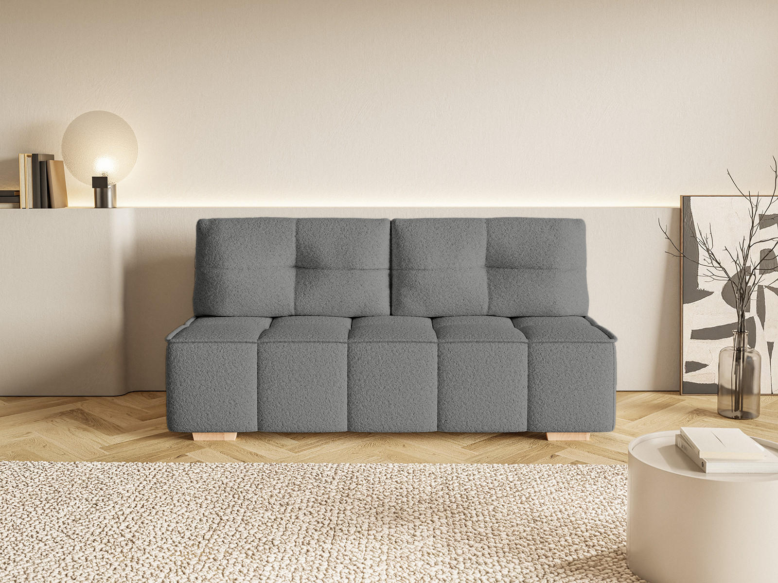 SOFA Miia mit Schlaffunktion, Grau - Grau, Textil (196/90/85cm) - Fedve