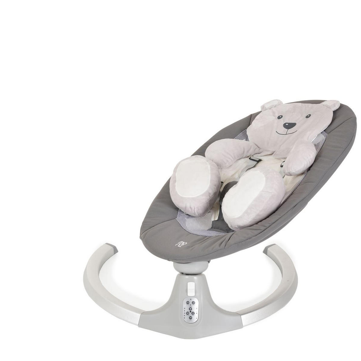 BABYWIPPE Ari Bär grau 5 Schaukelgeschwindigkeiten, 12 Melodien, Fernbedienung, Timer - Grau, Metall - Moni