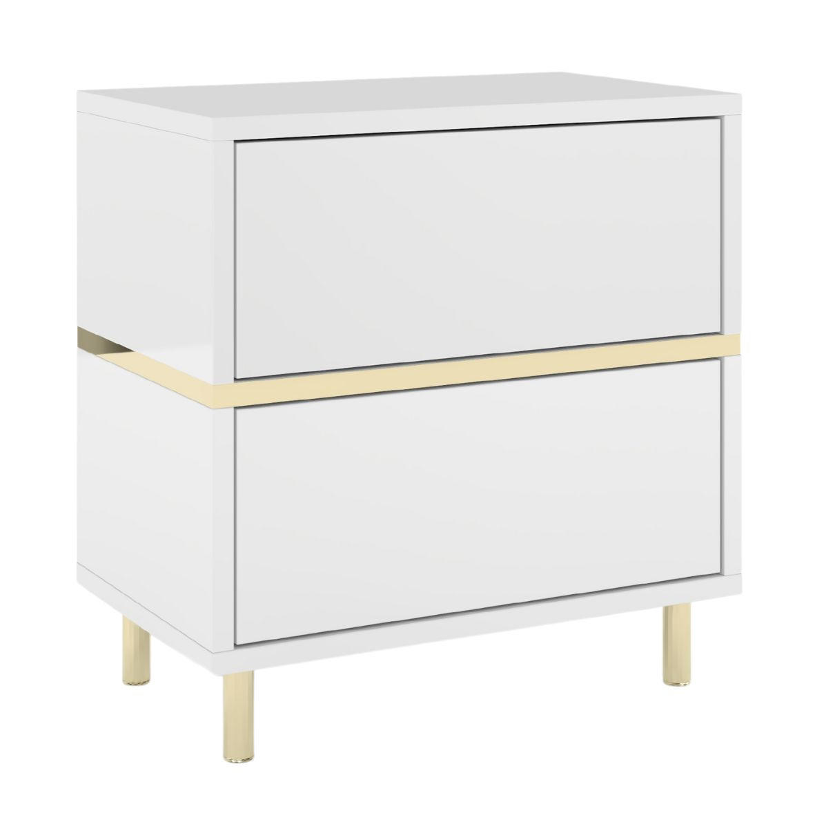 NACHTTISCH Marika, Weiß, Gold, Hochglanz - Goldfarben/Weiß, Holzwerkstoff/Metall (49/50.5/29.5cm) - Dancan