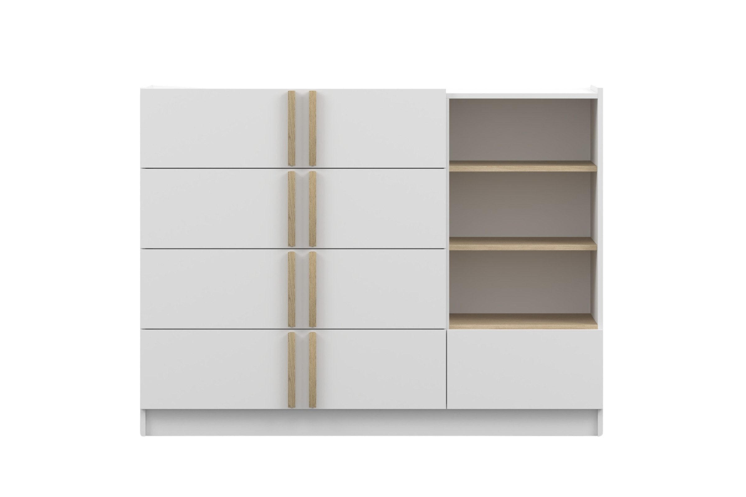 KOMMODE SAVI 5S 135/96/47 cm in Weiß - Weiß, Holzwerkstoff (135/96/47cm) - Deine Möbel 24