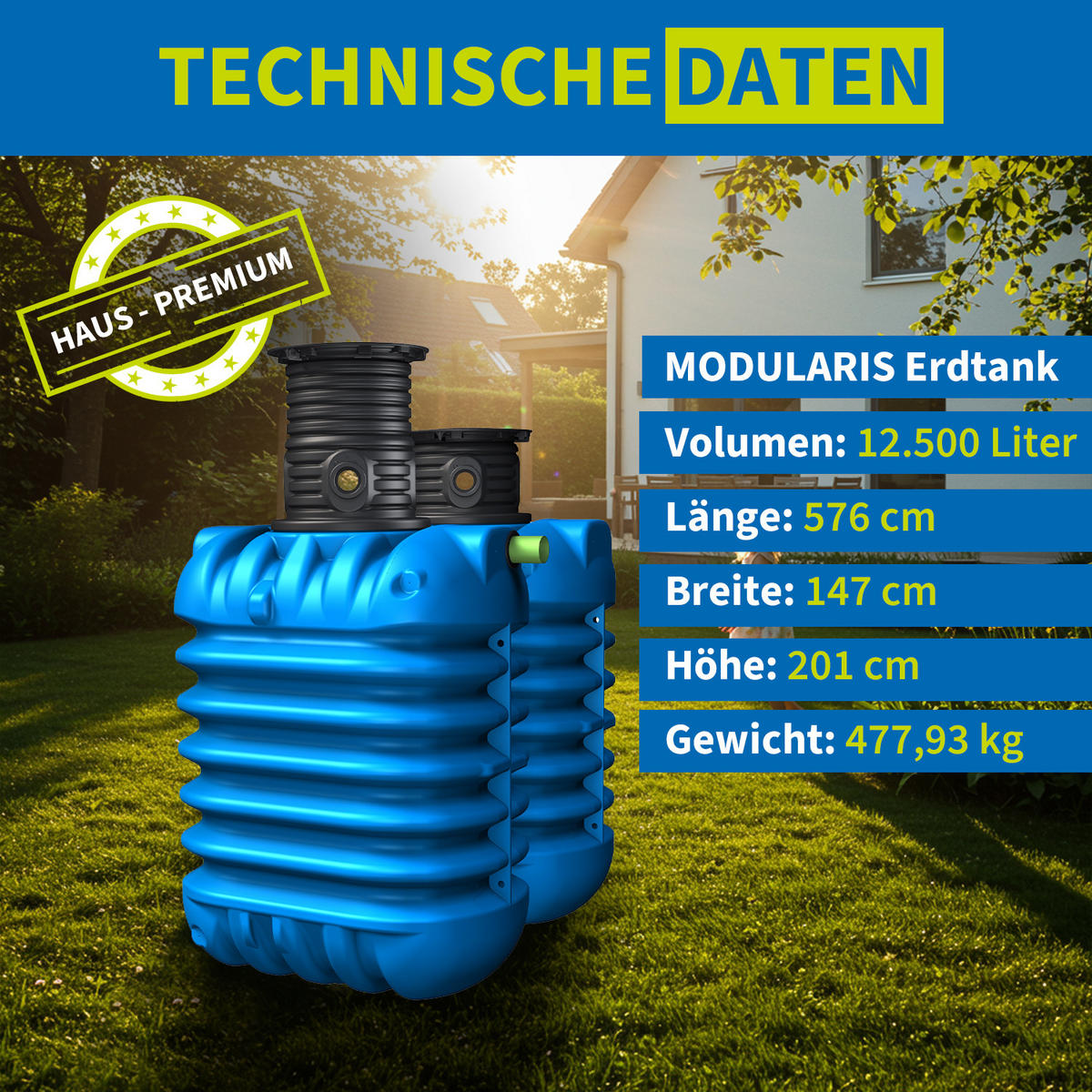 ERDTANK-PAKET 12500 L - Blau, Kunststoff (147/201/576cm) - 4rain
