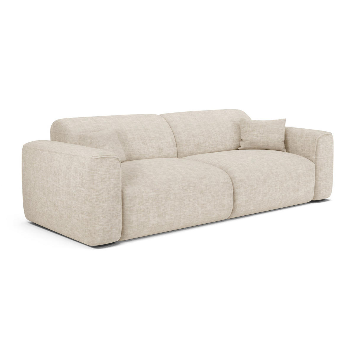 SCHLAFSOFA GERADE Texturierter Samt Beige 240cm - Beige, Textil (240/73/97cm) - Sia Home