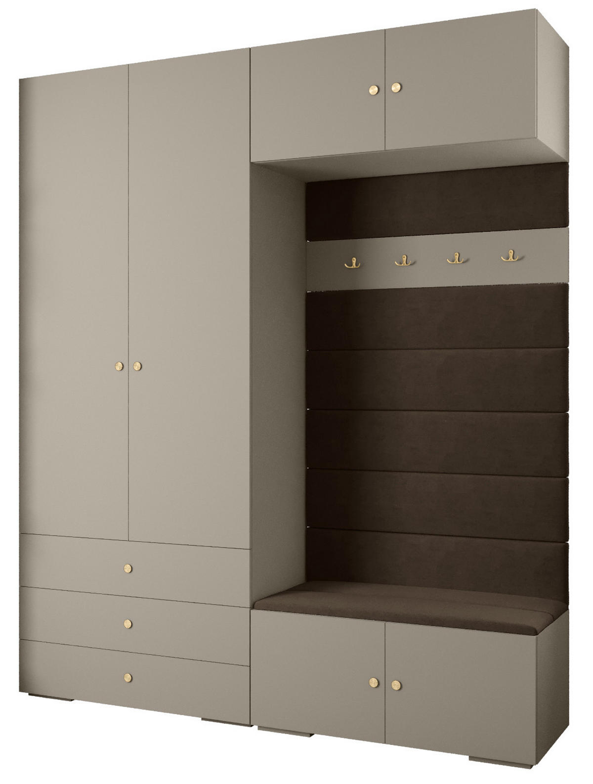 GARDEROBEN-SET 236,7/200/47 - Kaschmir/Goldfarben, Holz/Kunststoff (200/236.7/47cm) - Abiks Möbel