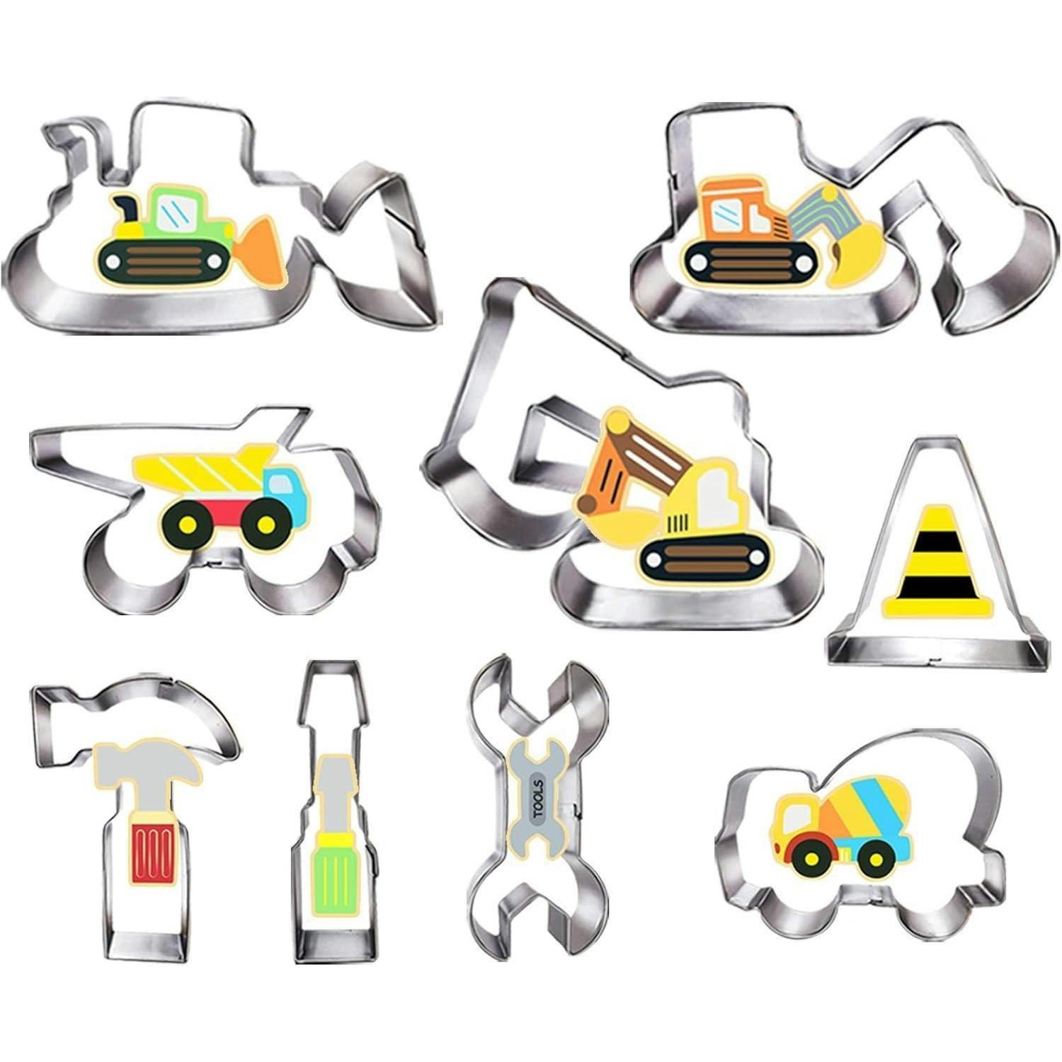 AUSSTECHFORMEN Set 9-teilig Bauwagen Motive - Silberfarben, Metall (8.3/1.6/10.2cm)