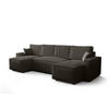 WOHNLANDSCHAFT U AMBRO Poso 22 mit Schlaffunktion U-Form, Sofa mit Stauraum - Dunkelgrau, Textil (300/85/143cm) - Bedante